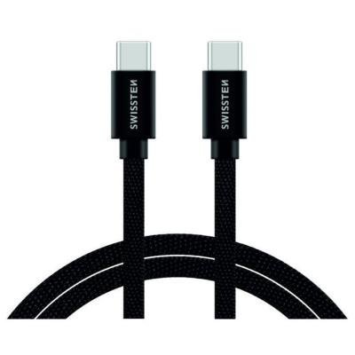 Swissten datový kabel USB-C / USB-C s textilním opletem, 2,0 M Černý