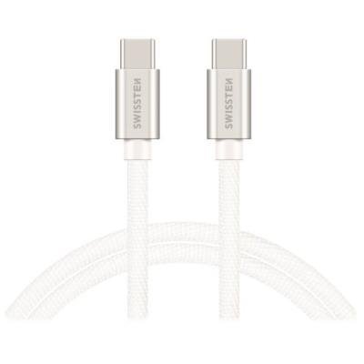 Swissten datový kabel USB-C / USB-C s textilním opletem, 2,0 M Stŕíbrný