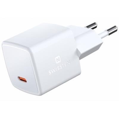 Swissten Síťový Adaptér GaN USB-C 33W PD mini 3x3x3 cm Bilý