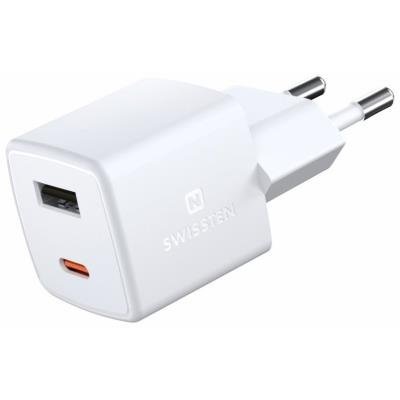 SWISSTEN Mini GaN 1× USB + 1× USB-C PD 30W