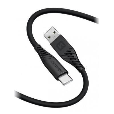 Swissten Datový kabel SOFT SILICONE USB / USB-C 1,5 M 60W ČERNÝ
