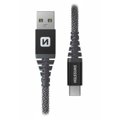 Swissten Datový kabel KEVLAR USB / USB-C 1,5 M ANTRACIT