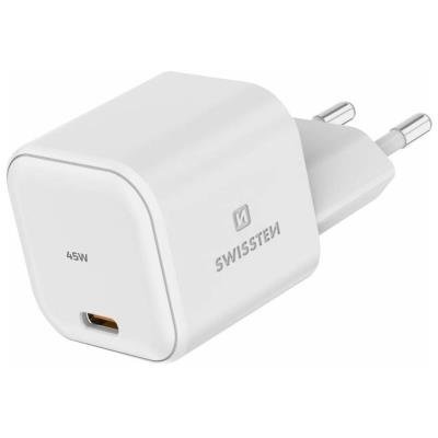 Swissten Síťový Adaptér GaN 1x USB-C 45W PD Bilý