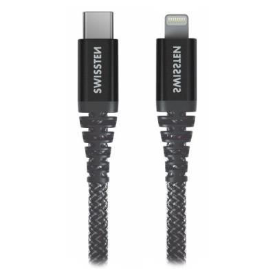 SWISSTEN DATOVÝ KABELKEVLAR USB-C / LIGHTNING 1,5 M ANTRACIT