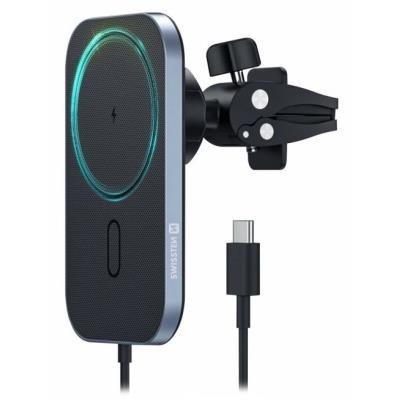 SWISSTEN MAGNETICKÝ DRŽÁK DO VENTILACE AUTA S BEZDRÁTOVÝM NABÍJENÍM 15W (kompatibilní s MagSafe)