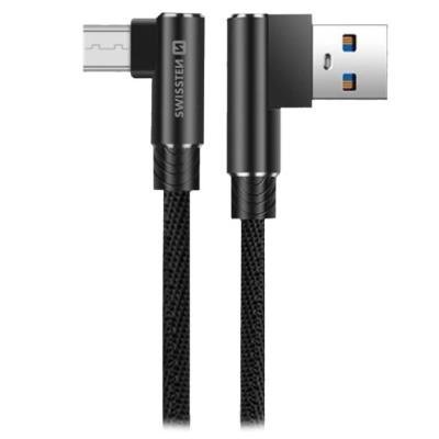 Swissten textilní datový kabel arcade usb / micro usb 1,2 m černý