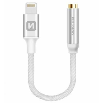 SWISSTEN AUDIO ADAPTÉRTEXTILE LIGHTNING /JACK(samice) 0,15 M STŘÍBRNÝ
