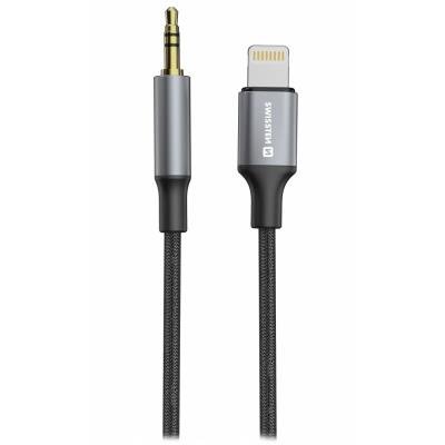 SWISSTEN TEXTILE Lightning na 3,5mm jack 1,5m černý