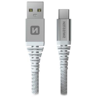SWISSTEN KEVLAR USB na USB-C 1,5m bílý