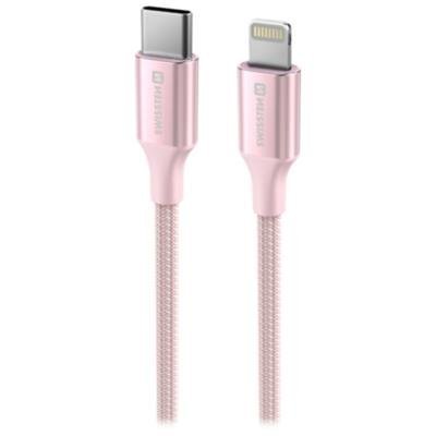 SWISSTEN TEXTILE II USB-C na Lightning 1,5m růžový