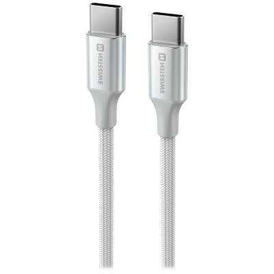 SWISSTEN DATOVÝ KABELTEXTILE II USB-C / USB-C 1,5 M BÍLÝ