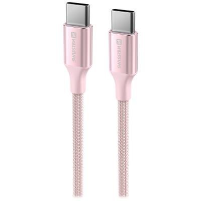 SWISSTEN TEXTILE II USB-C na USB-C 1,5m růžový