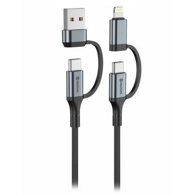 SWISSTEN 4v1 USB/USB-C na USB-C/Lightning 1,5m černý