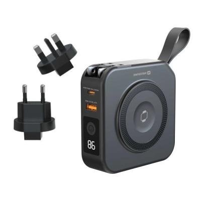 Swissten Power Bank All-In-One Pro S Výměnnými Vidlicemi (USA, EE, UK) 10000 mAh 20W Černá