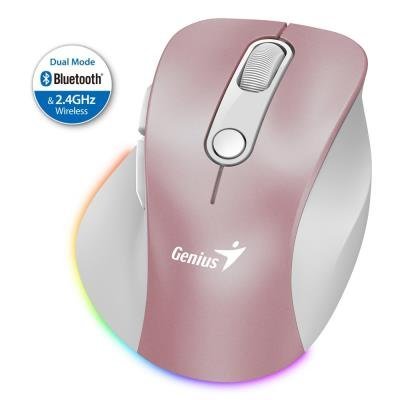 GENIUS Ergo 9000S Pro Pink/ dual Bluetooth + 2,4GHz/ 2400 dpi/ wireless/ 6buttons/ silent 