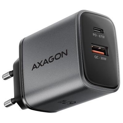 AXAGON nabíječka do sítě 67W / ACU-PQ67 / 1x USB-C / 1x USB-A / PD3.0 / PPS / QC4+ / SFC / AFC / Apple / 