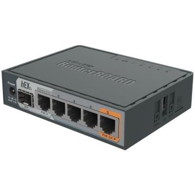 hEX S 256 MB RAM, Dual-Core 880 MHz, USB, 5x Gigabit LAN, USB, MicroSD card, SFP, lic. L4