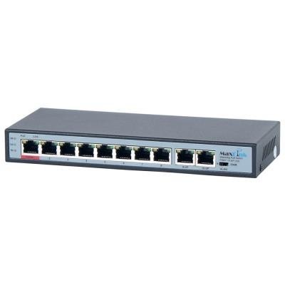 MaxLink PoE switch PSBT-10-8P-250, 10x LAN/8x PoE 250m, 802.3af/at/bt, 120W, 10/100Mbps