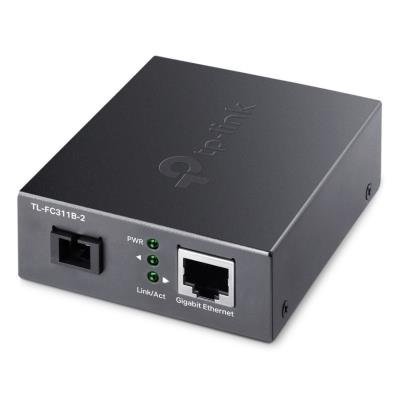 TP-Link TL-FC311B-2 1x 10/100/1000 Mbps RJ45/ 1x 1000Mbps SC WDM Media Single-Mode Fiber/Eth Media Converter, 2km