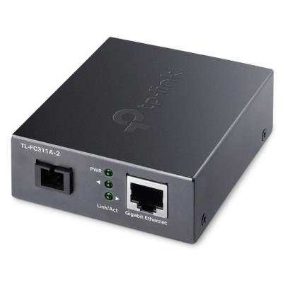 TP-Link TL-FC311A-2 1x 10/100/1000 Mbps RJ45/ 1x 1000Mbps SC WDM Media Single-Mode Fiber/Eth Media Converter, 2km