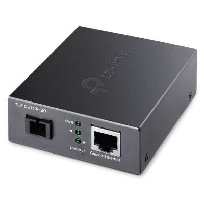 TP-Link TL-FC311A-20 1x 10/100/1000 Mbps RJ45/ 1x 1000Mbps SC WDM Media Single-Mode Fiber/Eth Media Converter, 20km