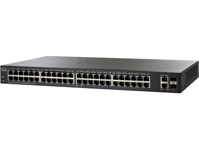 Cisco Switch SF220-48P 48x 10/100 PoE (375W) + 2x 1G combo/ L2+ management/ Lifetime