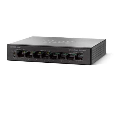 Cisco Switch SF110D-08HP  8x 10/100, 4x PoE port, 32W, unmanaged, desktop, Lifetime