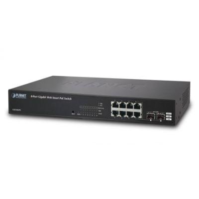 PLANET GSD-802PS Switch 8 x 10/100/1000 PoE + 2x 1G Combo port, web management, 8 port PoE 123W