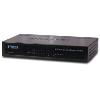 PLANET GSD-803 switch  10/100/1000 (8x1000Base-T), EuP, 802.3az, kov, fanless