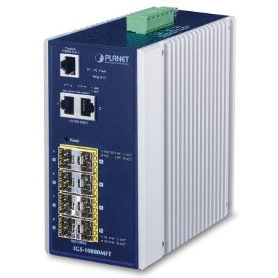 PLANET IGS-10080MFT Průmyslový Switch 2x 100/1000/2500 SFP, 6x 100/1000 SFP + 2x 10/100/1000 RJ-45, managem., -40 +75°C