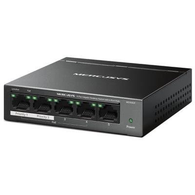 TP-Link Mercusys MS105GP Switch 5-Port, 4× Gigabit PoE+, 1× GLAN, 802.3af/at, 65 W