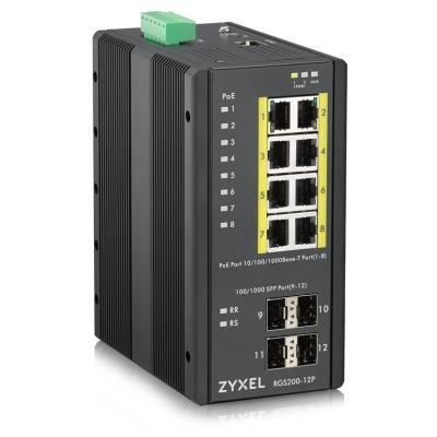 Zyxel RGS200-12P, 12 Port managed PoE Switch, 240 Watt PoE, DIN Rail, IP30, 12-58V DC
