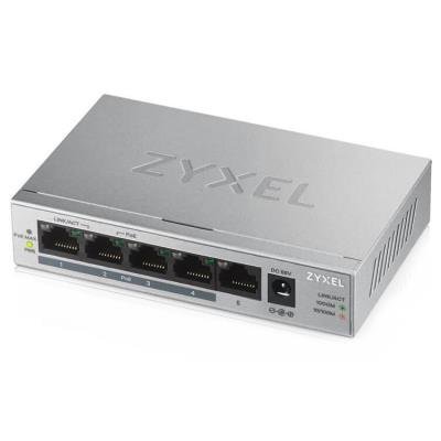 Zyxel GS1005-HP, 5 Port Gigabit PoE+ unmanaged desktop Switch, 4 x PoE, 60 Watt