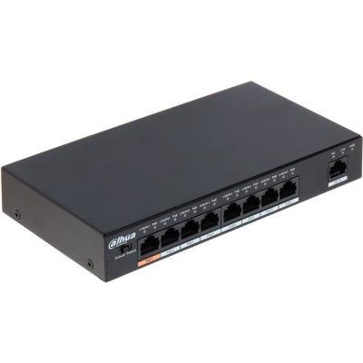 DAHUA PoE switch 9x 100Mb, 8x PoE 802.3af/at/Hi-PoE <60W, celkem PoE 96W, extend mód 10Mb/s do 250m