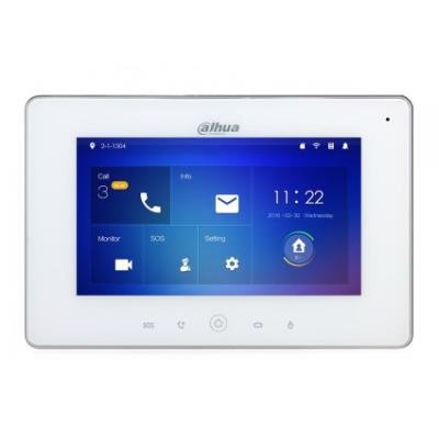 DAHUA Bytový monitor IP/ touch 7" 1024x600/ Ethernet+WiFi/ PoE 802.3af/ paměť/ CZ menu/ bílý