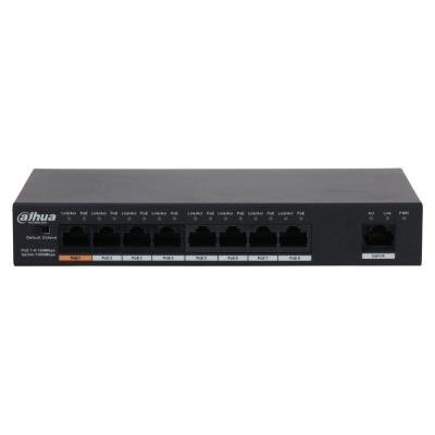 DAHUA PoE switch 8x 100Mb + 1x Gb, 1x Hi-PoE 60W + 7x PoE 802.3at, celkem PoE 96W, extend mód 10Mb@250m