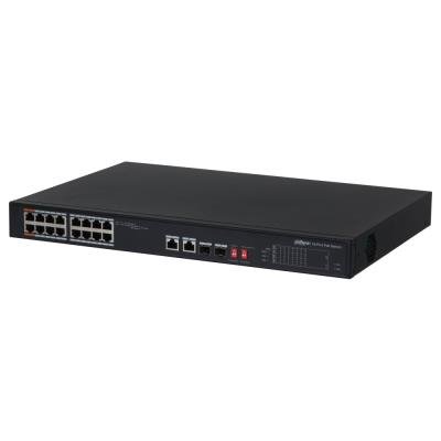 Dahua PoE switch 16x 100Mb + 2x 1Gb/SFP, PoE 802.3af/at/Hi-PoE 135W, extend.mod 10Mb/250m