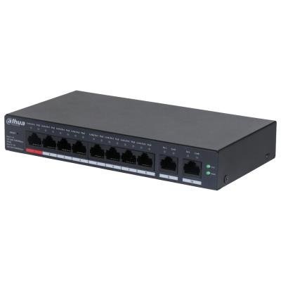 Dahua PoE switch 10x GbE, 1x PoE 90W 802.3bt + 7x PoE 802.3at, celkem PoE 110W, extend mód 10Mb@250m, cloud správa