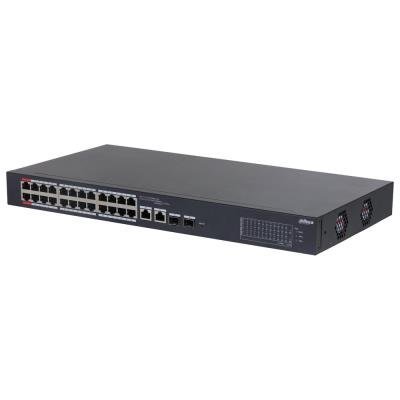 Dahua PoE switch 24x 100Mb + 2x SFP 1Gb, PoE 802.3af/at/bt/Hi-PoE 240W, cloud správa