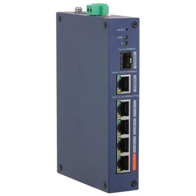 Dahua PoE switch 4x 100Mb + 1x Gb + 1x SFP 1Gb, 1x HiPoE 60W + 3x PoE 802.3af/at 30W, celkem PoE 60W, DIN