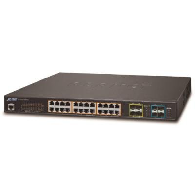 Planet GS-5220-24P4XR,Smart PoE switch Gigabit 24x TP,4x SFP, 4x SFP+10Gbase-X,Web+ONVIF, 802.3at-400W,AC+DC