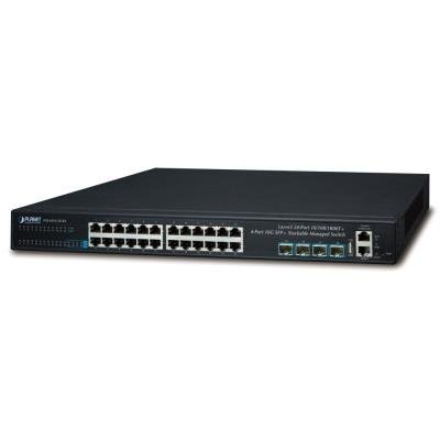 Planet SGS-6341-24T4X L3 switch, 24x 1000Base-T, 4x 10Gb SFP+, HW/IP stack, VSF/Cluster switch