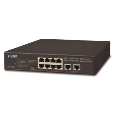 Planet GSD-1008HP, PoE switch 8x PoE 802.3at 120W+ 2x 1000Base-T, VLAN, extend mód 10Mb/s do 250m