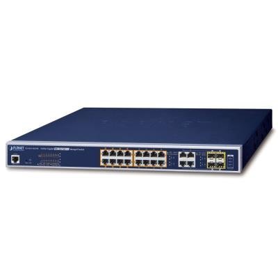 PLANET GS-4210-16UP4C PoE L2/L4 switch, 16xGE, 4x1G SFP, ultra PoE 802.3bt 95/400W, extend. mod 10Mb@250m