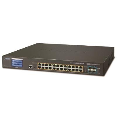 Planet GS-5220-24PL4XV, Smart PoE switch 24x TP Gigabit,4x SFP+ 10Gbase-X,Web/LCD+ONVIF, 802.3at-600W