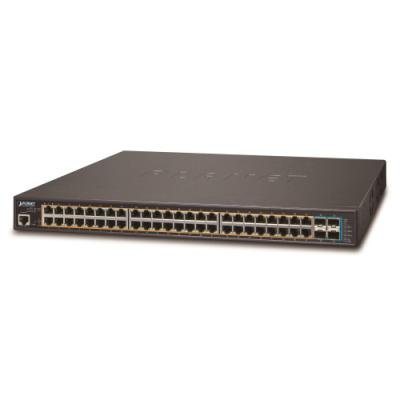 Planet GS-5220-48PL4XR L3 PoE switch 48x Gb, 4x10G SFP+, Web/SNMPv3+ ONVIF, 802.3at-720W, AC+DC