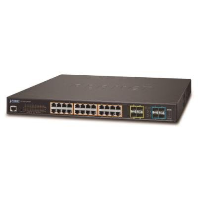 Planet GS-5220-24P4X, Smart PoE switch Gigabit 24x TP,4x SFP, 4x SFP+ 10Gbase-X,Web+ONVIF, 802.3at-400W