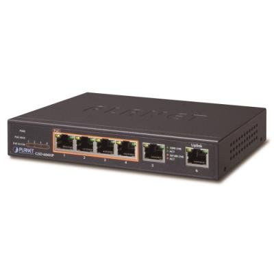 PLANET GSD-604HP PoE switch 1Gbps, 6xTP, 4xPoE 802.3at/af 30W/55W, fanless