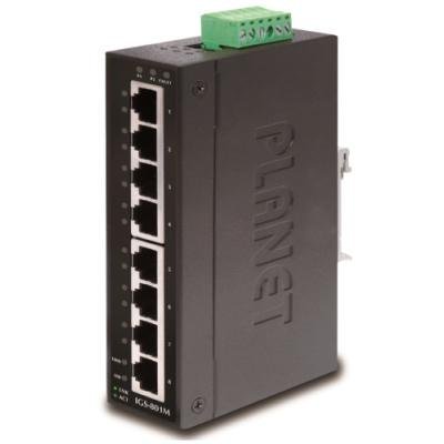 IGS-801M, 8x 1000Base-T, DIN, IP30, -10 až 60°C, ESD+EFT do 6kV, Web/SNMP, VLAN, STP