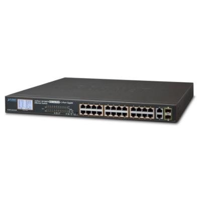 ROZBALENÉ - FGSW-2622VHP PoE switch, 24x100,2x1000-TP/SFP, LCD, VLAN, IEEE 802.3at<300W - výprodej